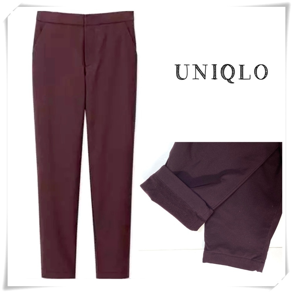 Uniqlo Heattech Warm Fleece Lined Pants  in Burgundy Winter Fleece Pants Size XS